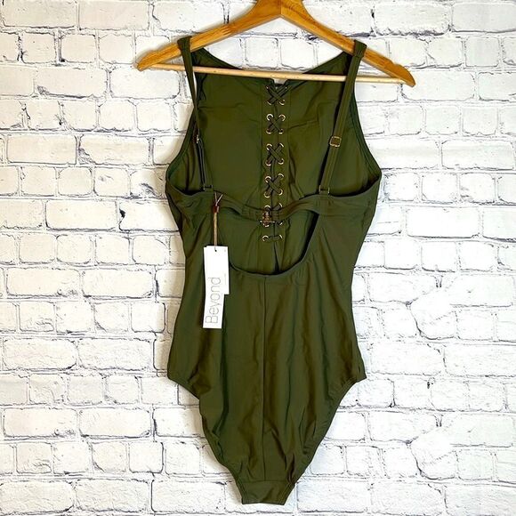 Beyond Control Highneck Lace Up One-Piece - Picture 5 of 6